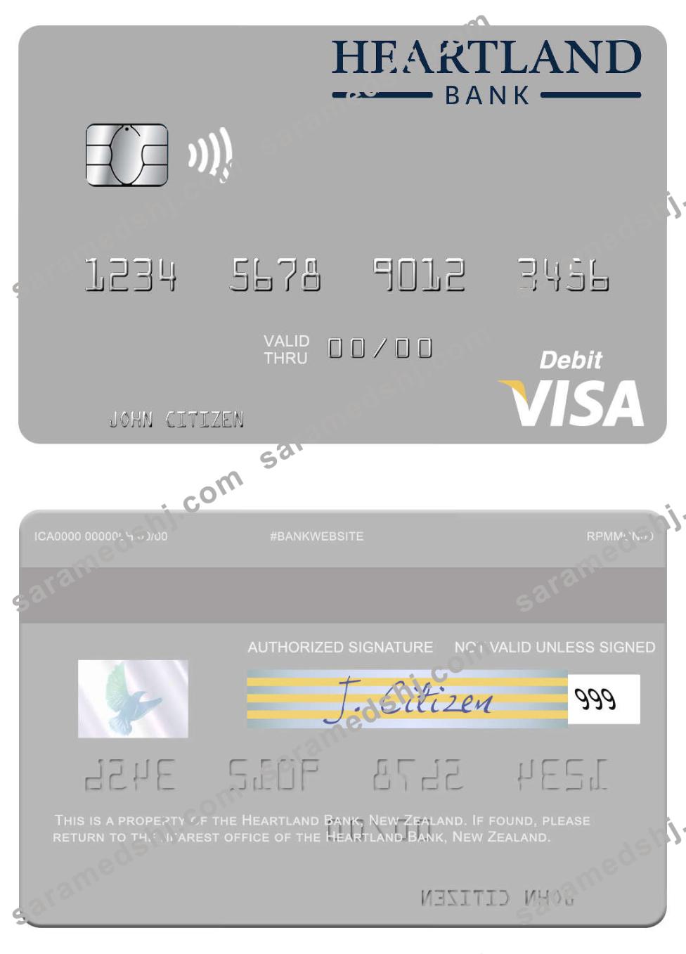 New Zealand Heartland Bank visa debit card